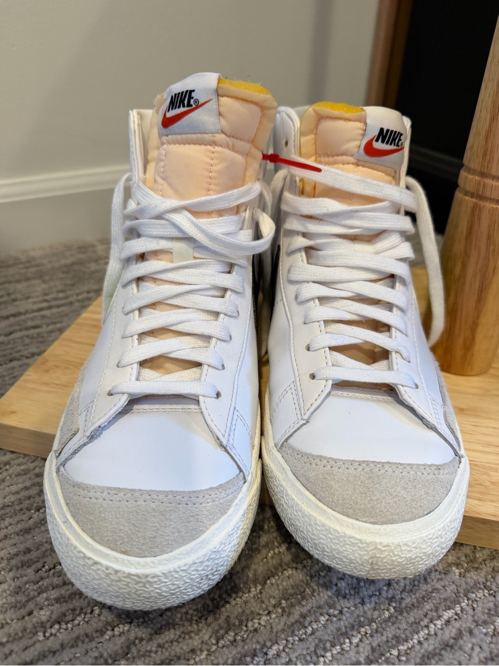 Nike High-Top Sneakers in White with Beige and Orange Accents
